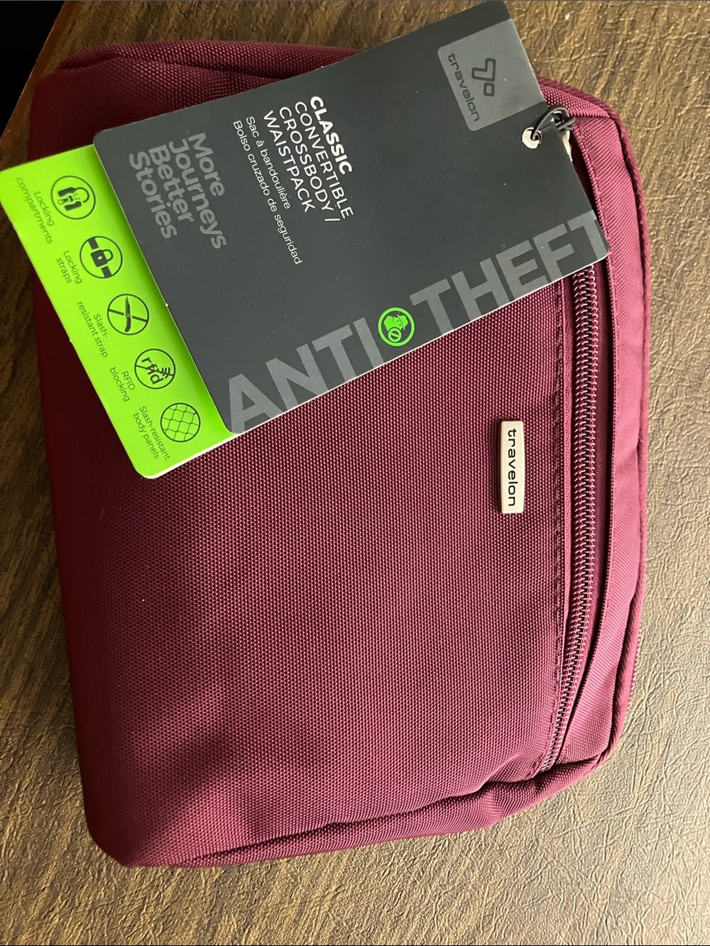 Travelon Maroon Anti-Theft Travel Pouch